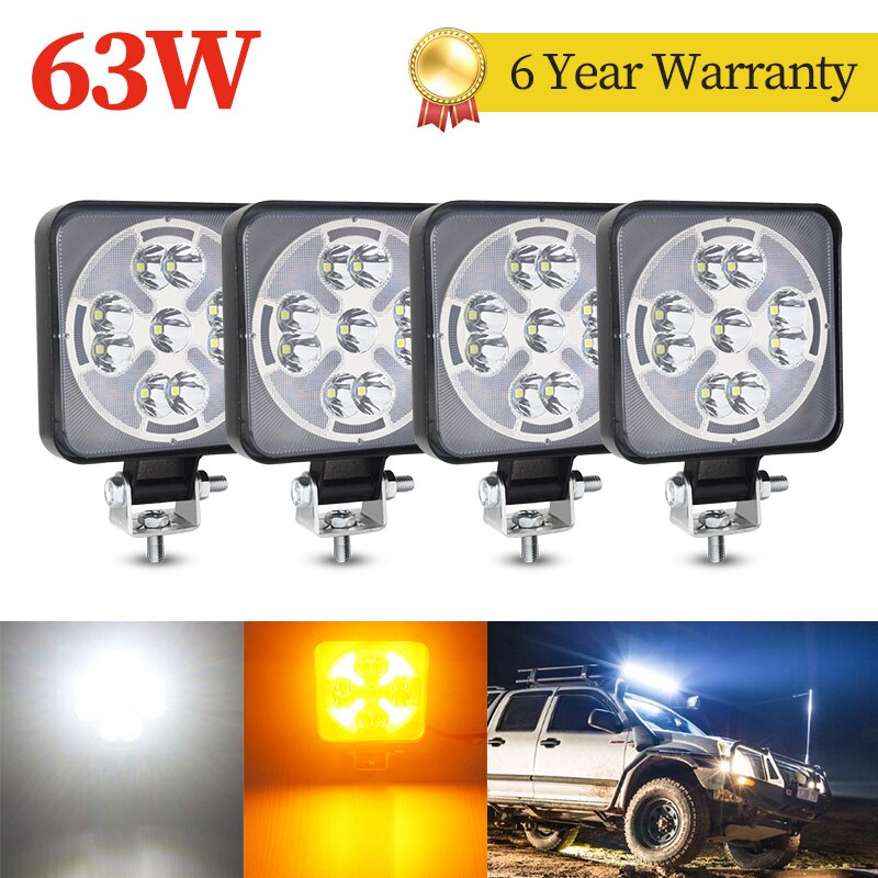 Led light bar 63w work bar Led car light For 4x4 led bar offroad SUV ATV Tractor Boat Trucks Excavator 12V 24V work light