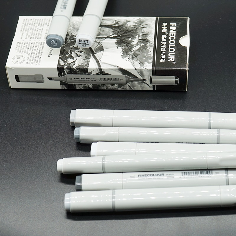 Greys 7 stijlen inkt op alcoholbasis met dubbele punt, neutrale grijze kleur, schetsset, manga-tekenmarker, grijze tinten manga