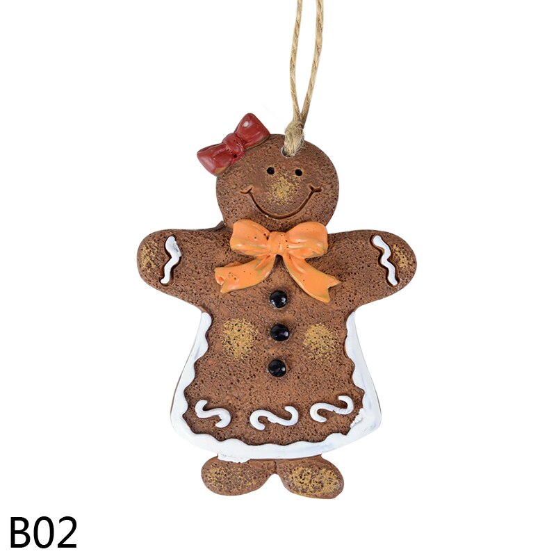 Gingerbread Man Hangers Kerstboom Ornamenten Zachte Hars Gingerbread Man Cookie Voor Thuis Xmas Jaar Party Opknoping Decor: B02-1Pcs