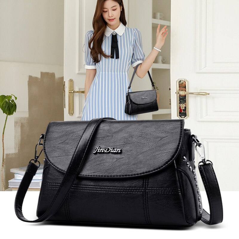 Effen Kleur Pu Lederen Schoudertassen Voor Vrouwen Literaire Minderheid Crossbody Trendy Dames Tas