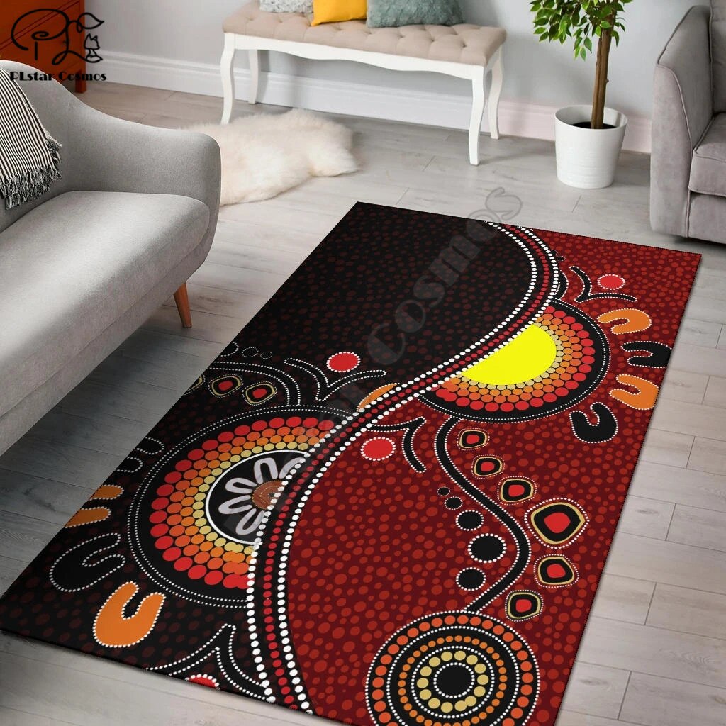 Aboriginal og torres strædet tæppe firkantet skridsikkert område gulvmåtte 3d tæppe skridsikker måtte stue blødt soveværelse tæppe: 4 / 120 cm x 180cm