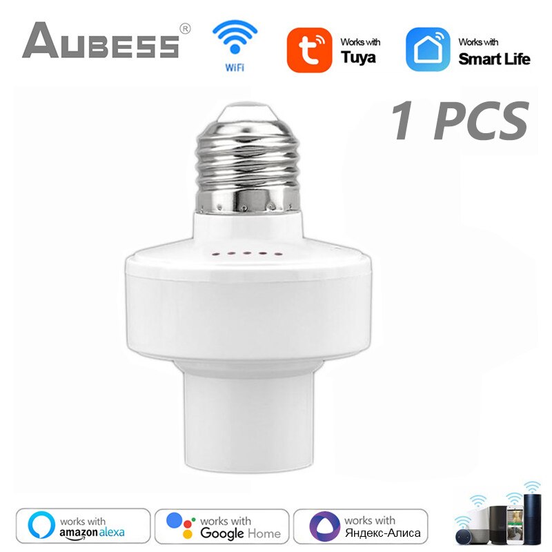 E27 WiFi Smart Lamp Holders Base Tuya/Smart Life Control Wireless Light Bulbs Adapter Works With Alexa Google Home Smart Home: 1 PCS