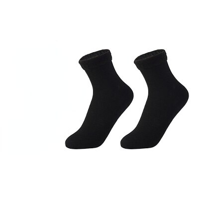 1 par kvinders varme vintersokker tykkere termisk nylon kashmir ensfarvede sokker blød #39 gulv søvn sort sok: Sort