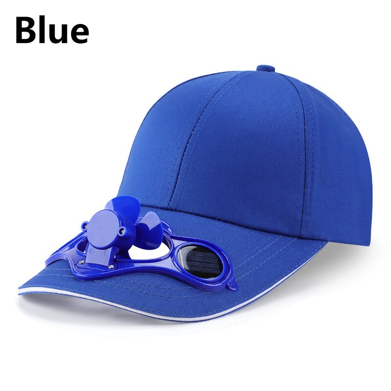 Sunscreen Solar Powered Fan Hat Summer Outdoor Sport Hats Sun Protection Cap With Solar Cool Fan Bicycling Climbing Baseball Cap: Blue