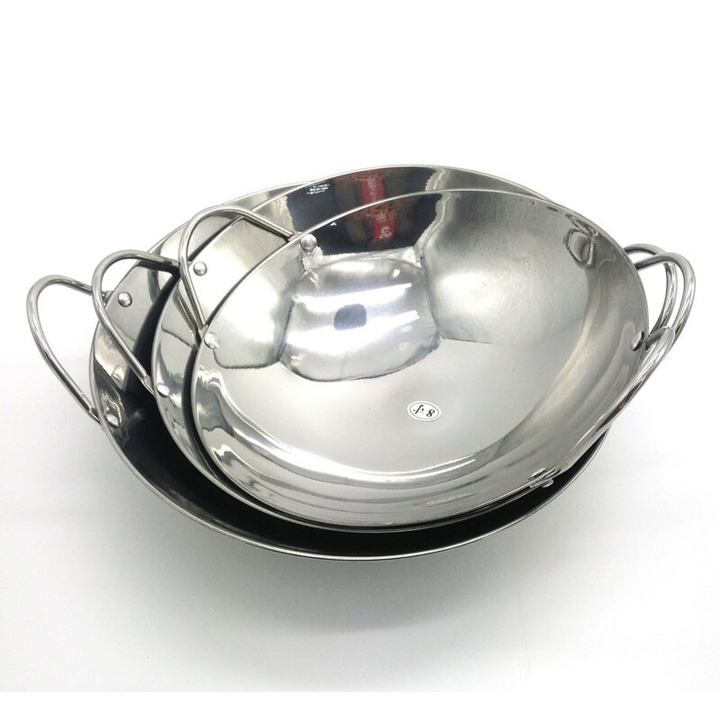 Round flat bottom Stainless steel small pot thick dry pot alcohol furnace buffet alcohol mini chafing dish stove soup pan