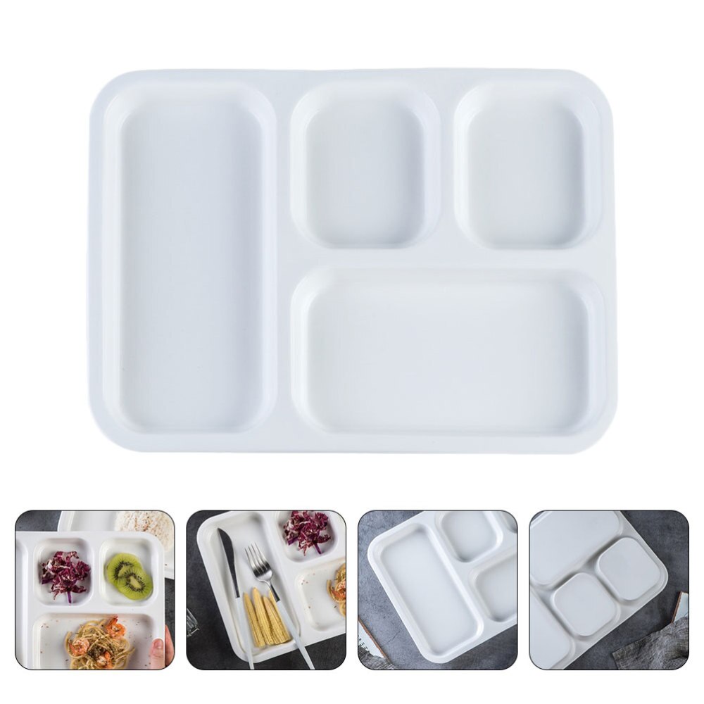 1PC Kid Dinner Plate Ceramic Plate Compartment Plate (12 Inch 4-grid)