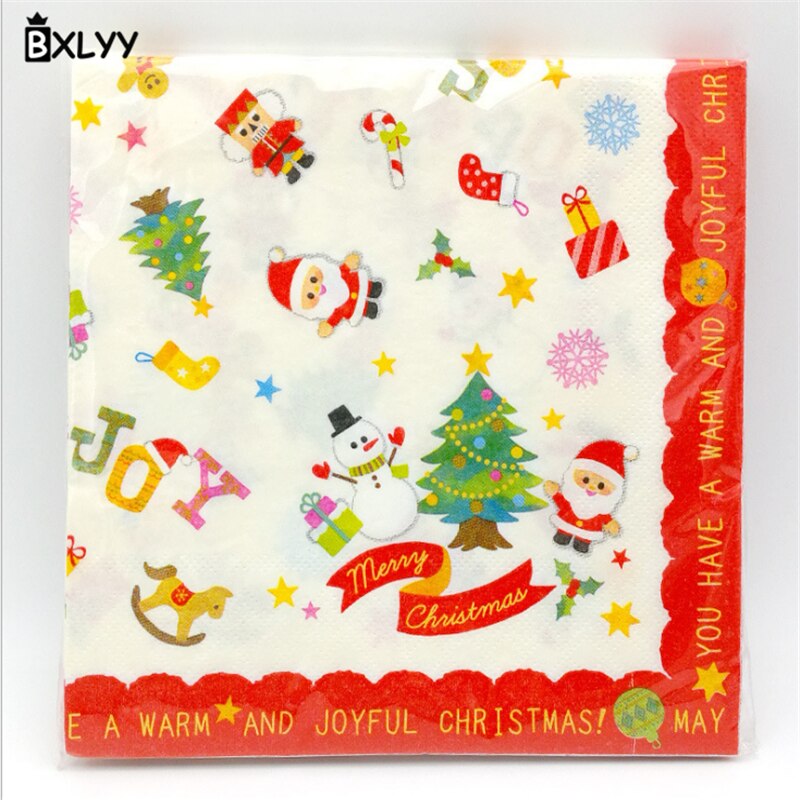 BXLYY Kerst Dubbeldekker Afdrukken Papieren Handdoek Kerst Decoratie Feestartikelen Home Decoratie Accessoires Baby Shower.7