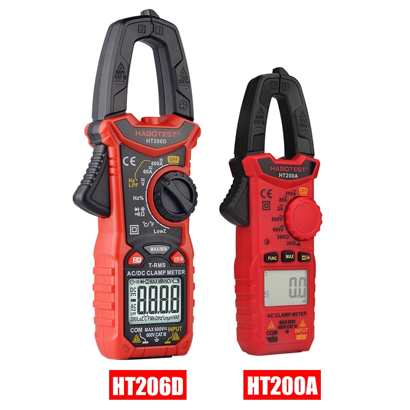 Stroomtang Meter Digitale Multimeter Habotest Serie Amp Meter Hoge Precisie 600V Ac Dc True Rms Spanning Stroom Tester