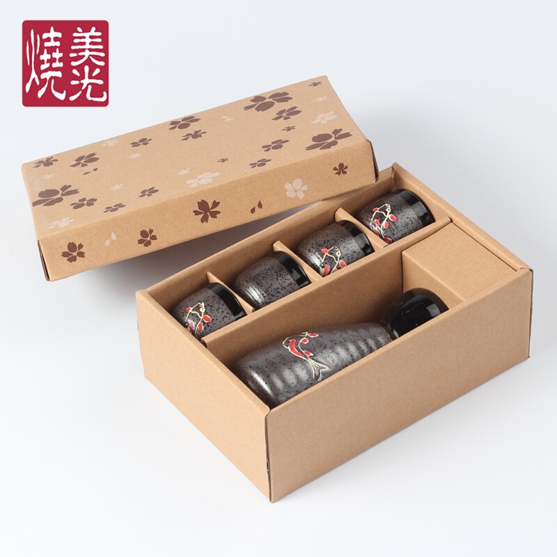 Sort keramisk vin grydebæger japansk sake hvid spiritusflaske porcelæn klassisk vinsæt vinboks: Default Title