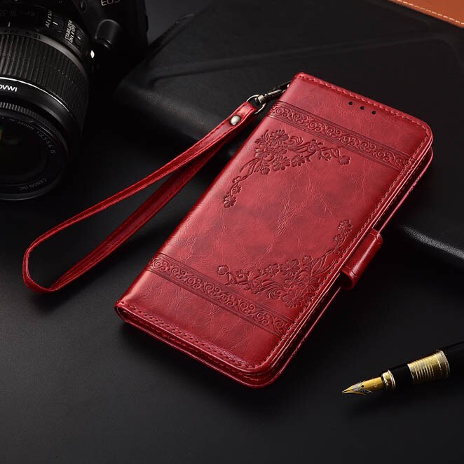 Y6 MRD-LX1 MRD-LX1F Case Wallet Case on For Huawei Y6 Y 6 Case back cover Case on Huawei Y62019 Coque Phone Bag: Oil-WineRed