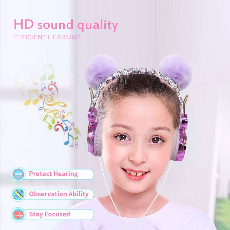 Leuke Mode Over Ear Wired Hoofdtelefoon 3D Stereo Oortelefoon Met Microfoon Headset Audio Jack Voor Xiaomi Huawei Telefoon Pc Voor meisjes Kid