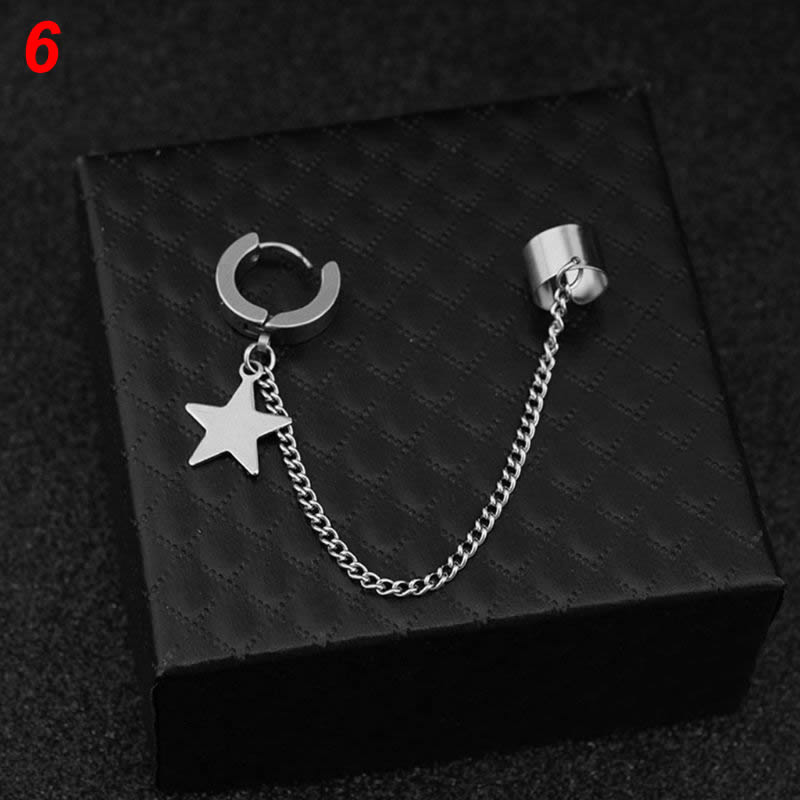acier inoxydable oreille chaîne clé serrure lame pendentif hommes femmes boucle d'oreille couleur: 6