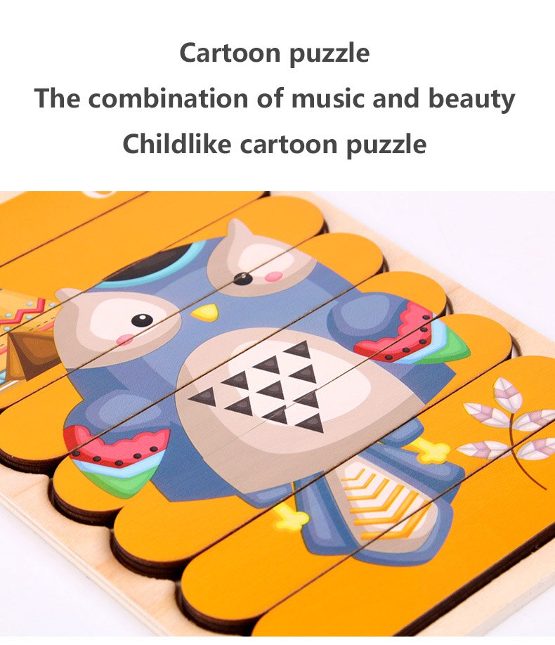 Kids Brain Wooden Toy Double-sided 3D Puzzle Strip Puzzle Telling Stories Stacking Jigsaw Montessori Toy for Children