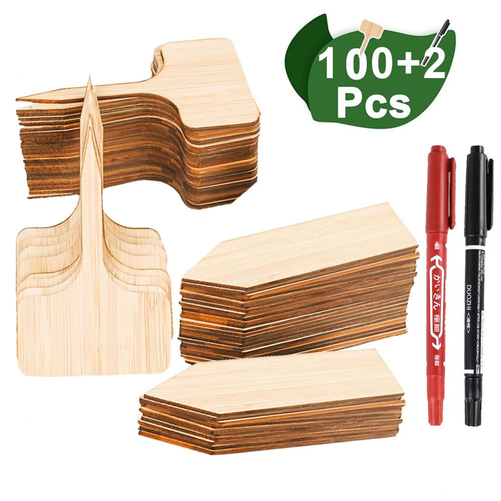 50/100pcs DIY Bamboo Plant Labels Wooden T-type Tags Garden plant label Plant Sign Tags Seed Potted Garden Markers Tools: Brown