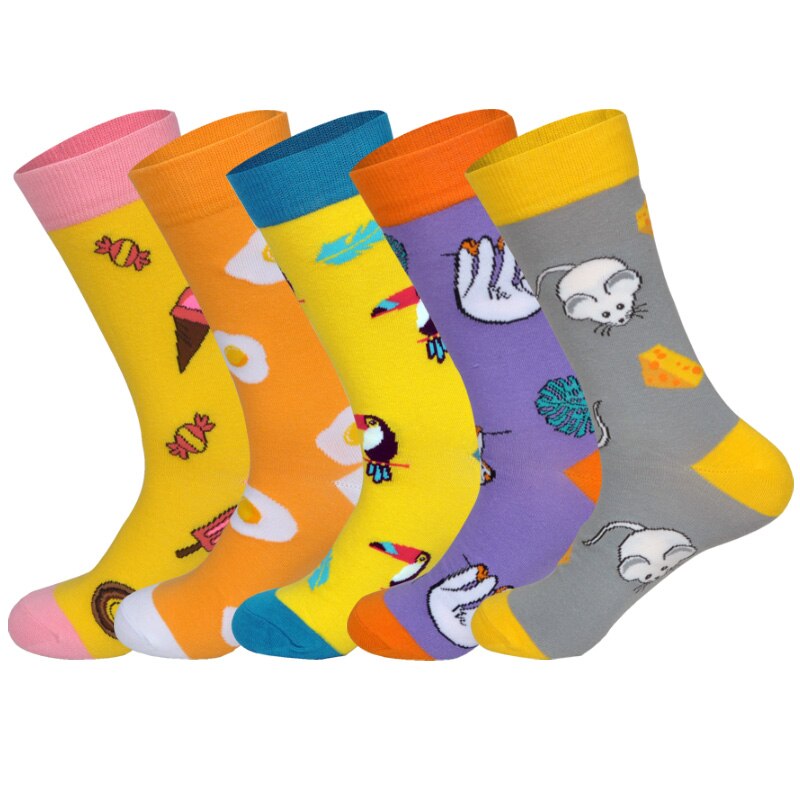 Nedenunder 5 par/parti efteråret ankom skateboarding sokker mænd kunst britishstyle streetwear hip hop calcetines: Lod c