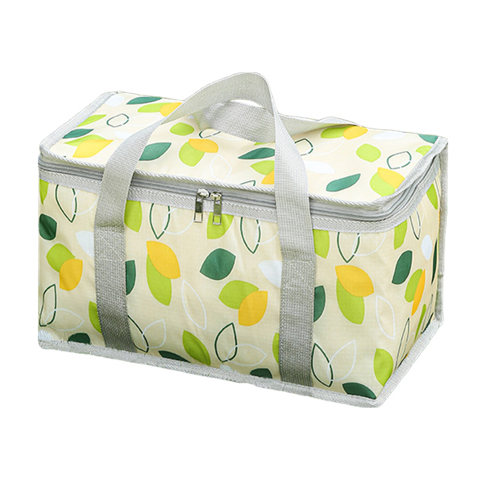 Checkered Picnic Bag Large Capacity Camping Storage Bag Cold Protection Portable Ice Pack Bag Waterproof for Beach School Office: green