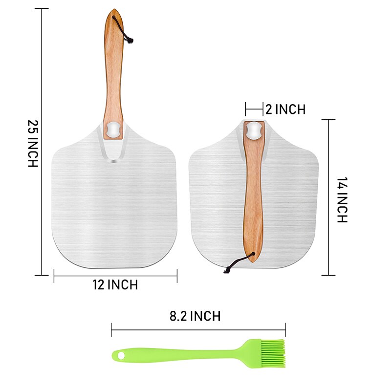 Pala de Pizza de 14 pulgadas con mango largo, herramientas de pastelería, pala de pelar, paleta de Pizza, herramientas para hornear pasteles, aluminio largo grande: Pizza Shovel