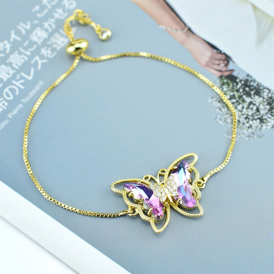 Butterfly Crystal Zircon Bracelet Hollow Butterfly Factory Direct Sales 18 Color Spot Bracelet: 17