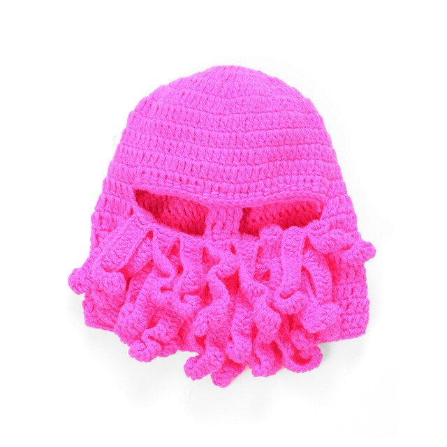 Nyhet rolig fest bläckfisk skäggmössa unisex djur cthulu virkad tentakel stickad vindmask skidkeps halloween hattar: 10
