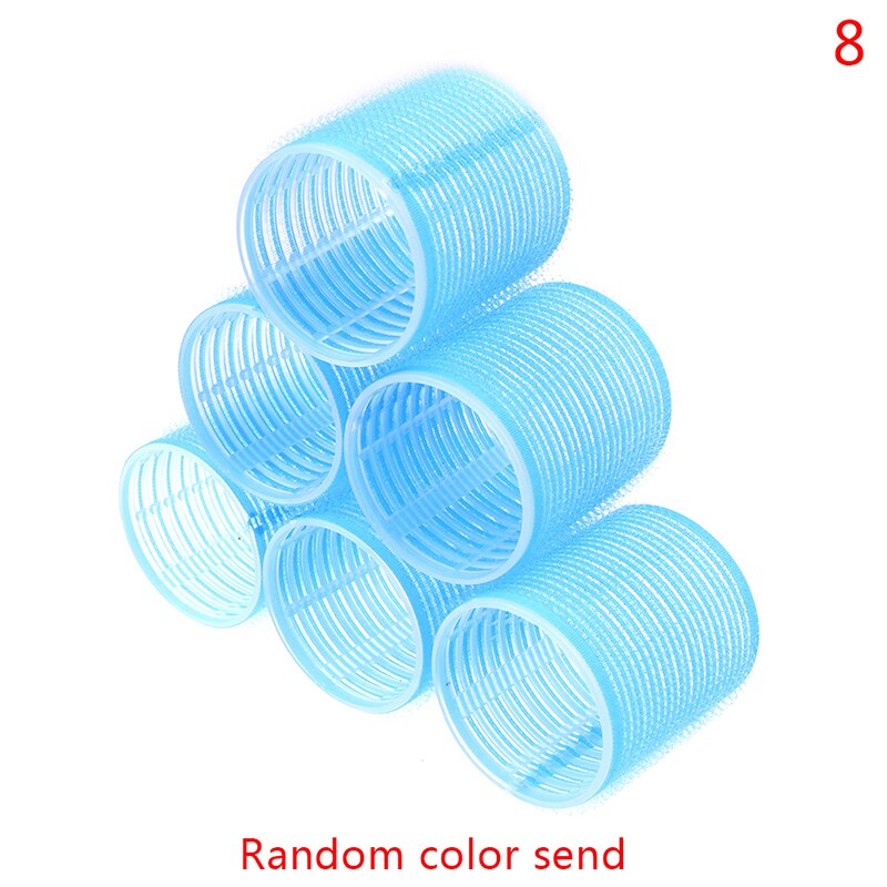 6 st/set flera storlekar slumpmässig färg stora självgrepp hår rullar proffs salong frisör papiljotter hår salong verktyg: 4.4cm