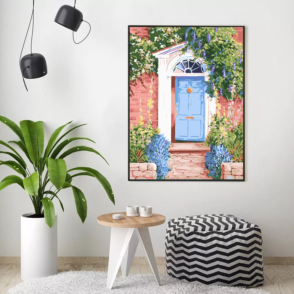 HUACAN Painting By Numbers Flower Door HandPainted Art Dawing On Canvas Picture Kits DIY Home Decoration