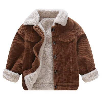 Winter Baby Lam Wollen Jas Voor Meisjes Kinderen Enkele Breasted Corduroy Jassen Voor 1 2 3 4 Jaar Baby jongens Dikker Warme Jassen: brown / 3T