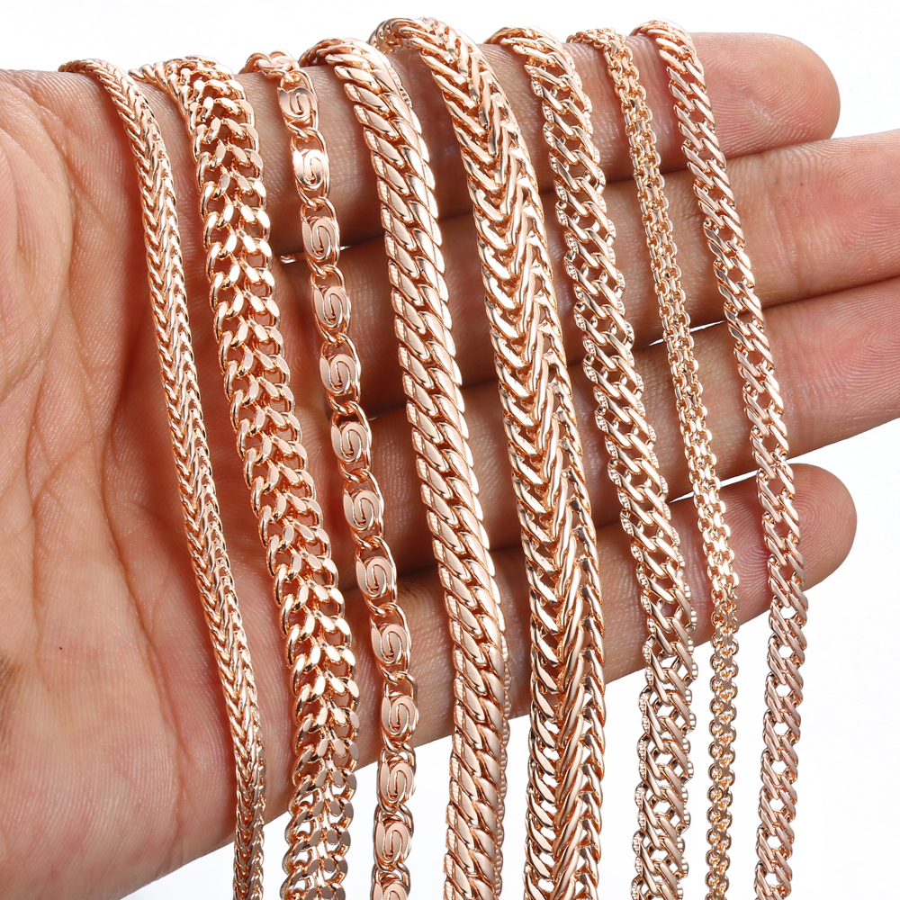 8 Stks/partij Vrouwen Mannen Armband 585 Rose Gold Curb Slak Vossenstaart Venetiaanse Link Armband Meisjes Mode Sieraden 20Cm