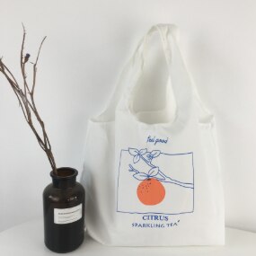 Koreansk version av ins lazy wind litterära hipster vit massa bokstäver paragraf studenter väst paragraf canvasväska: Orange
