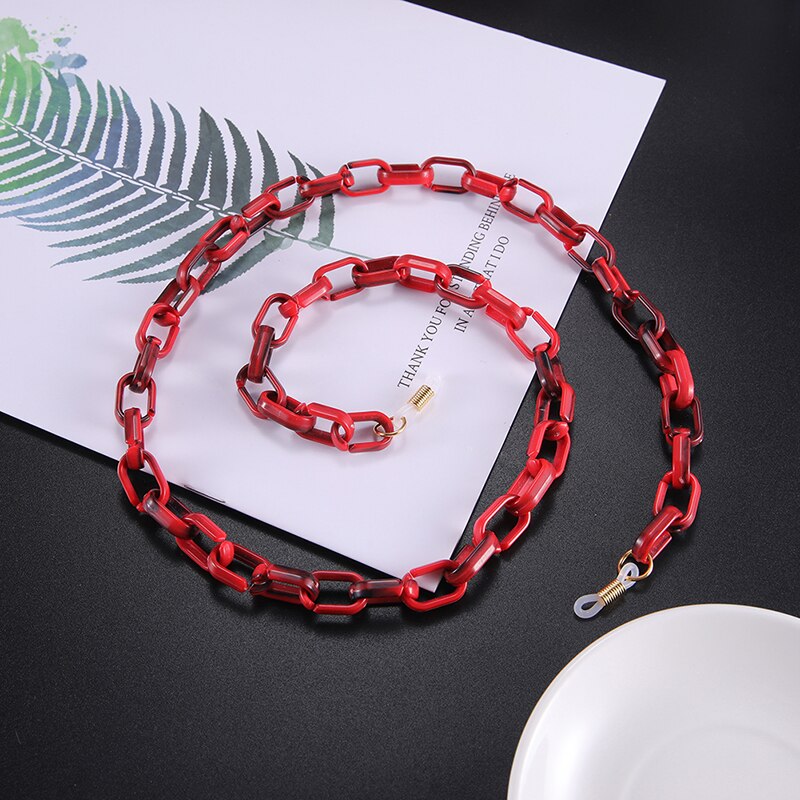 Teamer akryl solglasögon kedja dam glasögon läsglasögon kedjor glasögon snörhållare nackrem lanyard: Stil c-guld