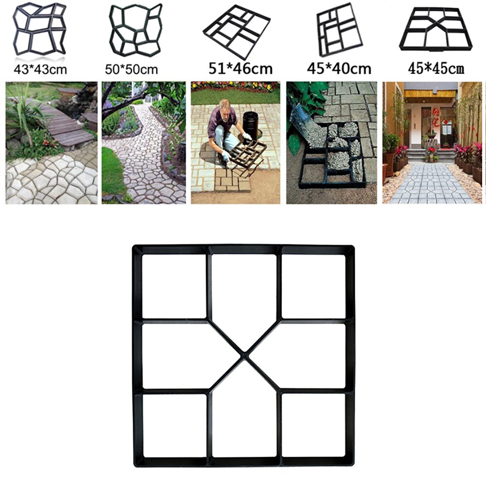 Reusable Garden Pavement Path Maker Mold Walk Brick Concrete Form Square Stepping Stone Molds for DIY Walkway Yards Walking