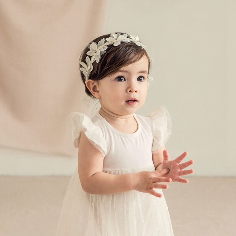 Diadema de flores para niña recién nacida, diadema para el pelo de princesa, tocado de infantil, accesorios para fotos, , lazo de encaje para el pelo