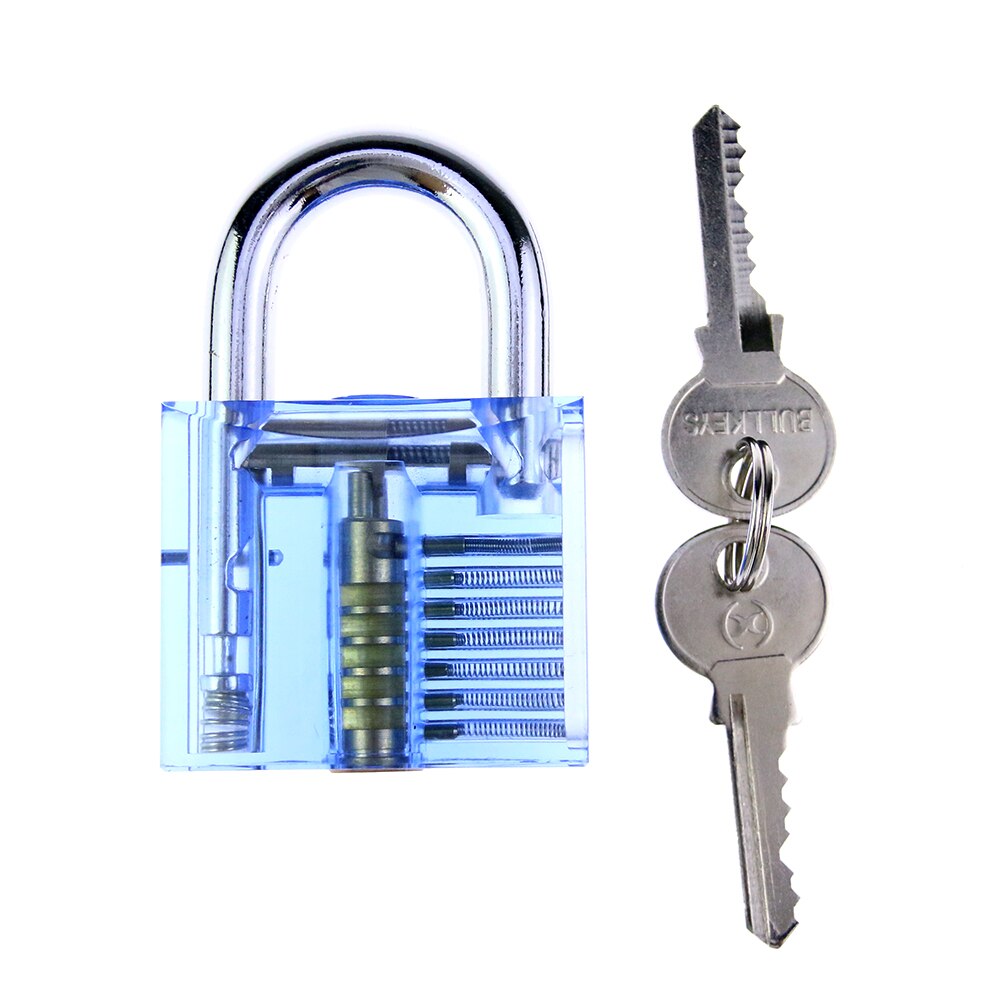 Kit de crochetage de serrures transparentes bon marché, outils de retrait de clés cassées, outil de tension, outils de carte, divers outils, fournisseur de serrurerie: Cadenas bleu