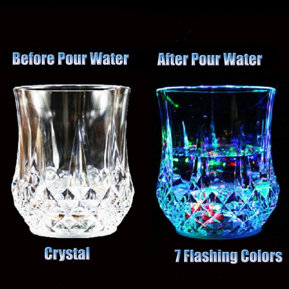 Flash Light up Cup Automatic Water Activated LED Blinking Beer Wine Cup Glow Mug TI99