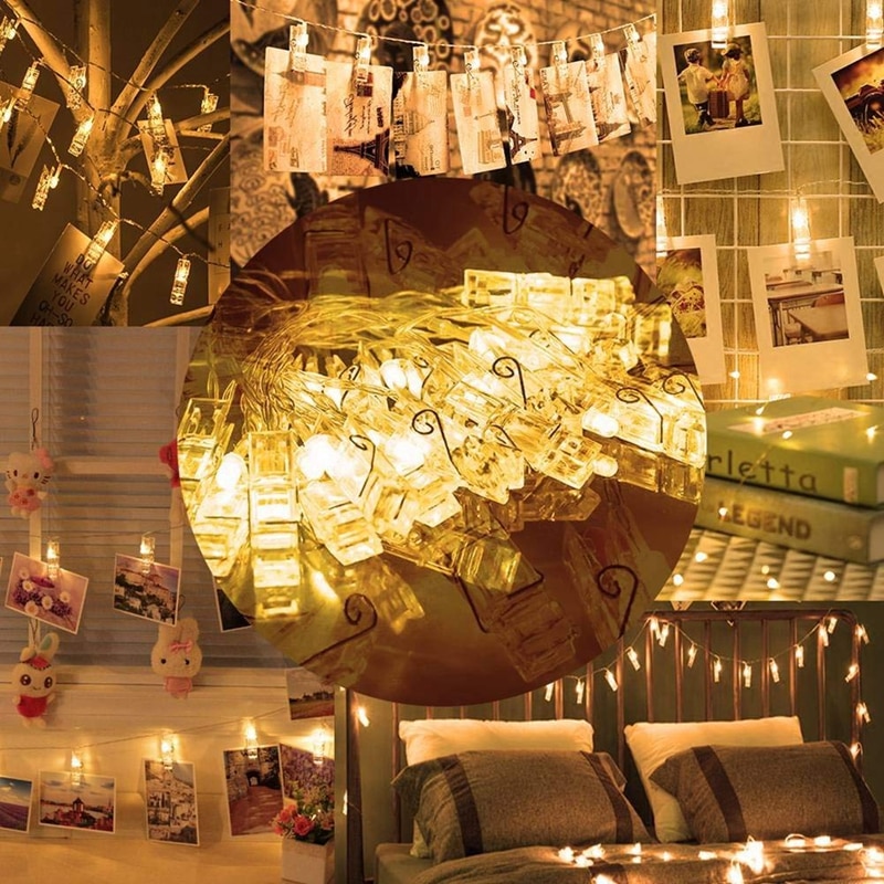 Led krans jul led string lys 5m 20 led hjerte form foto klip flasher 220v cortina de led træ bryllup dekoration