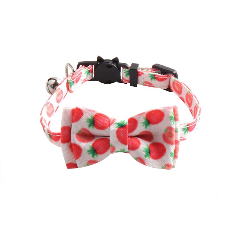 Djur katthalsband söt rosett katt klockhalsband halsband avokado frukt krage pilbåge justerbar små hundar valp halsband katt produkt: Jordgubbe