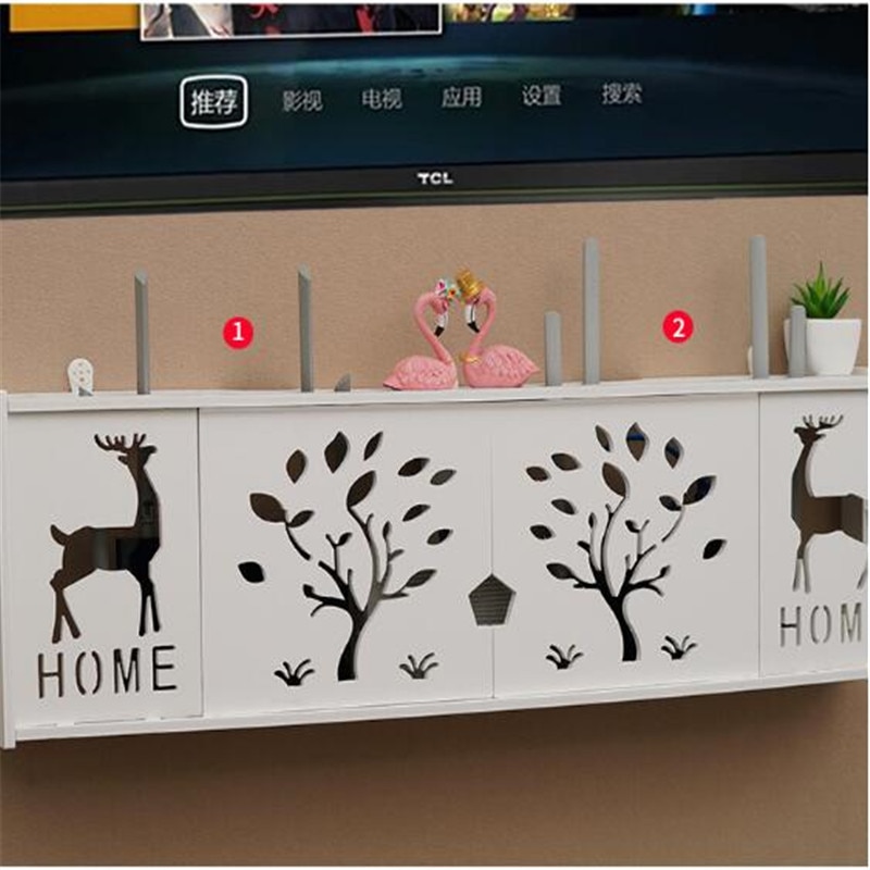 Storage Box Wireless Wifi Router Wall Hanging Plug Board Bracket Cable Organizer PVC Panel Shelf Home Decor