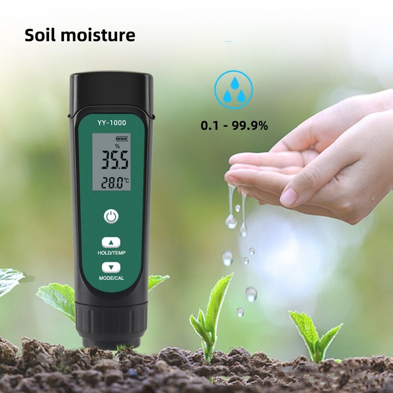 ABSF 3 in 1 Digital Soil EC Moisture Temperature Meter Humidity Tester LED Display Remove Probes Test Analyzer