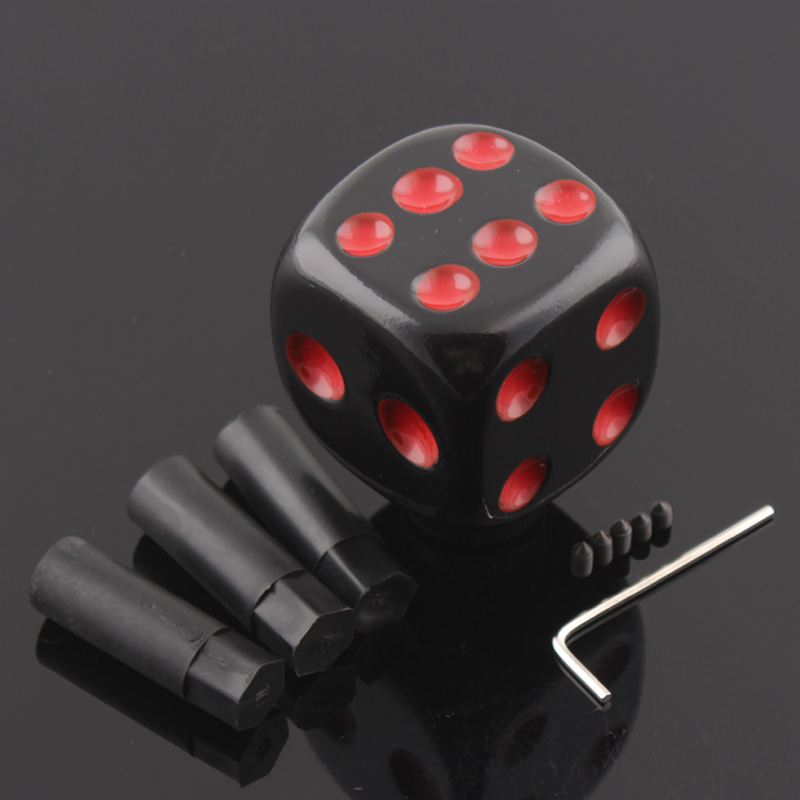 Universal 1/2" Car Lucky DICE GEAR Shifter Shift Lever Knob set: Black and Red