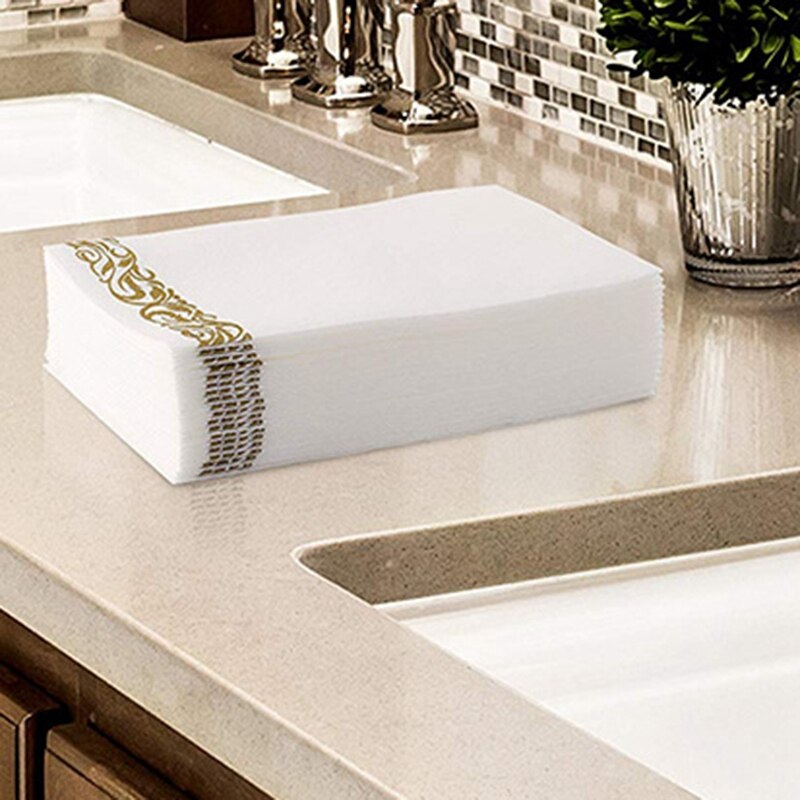 100Stck Einweg Hand Handtücher Papier Serviette Schlecht Hochzeiten Party Hotel Servietten Papier Weich und Saugfähig Airlaid Papier Gast Zu