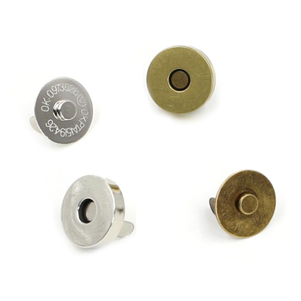 5 sæt bærbare metal runde magnetiske låse til tasker pung trykknapper lukninger 14mm 18mm sølv knap taske trykknapper tasker tilbehør