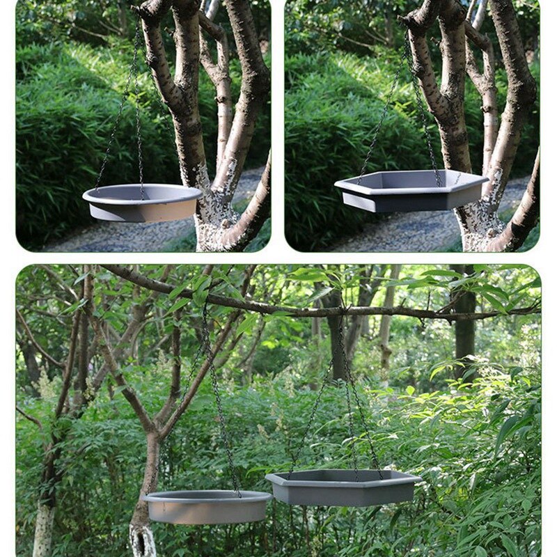 Hanging Bird Bath Outdoor Bird Feeder Tray, 2 in 1 Bird Seed Platform Feeder &amp; Bird Bath Tray, Bird Feeder