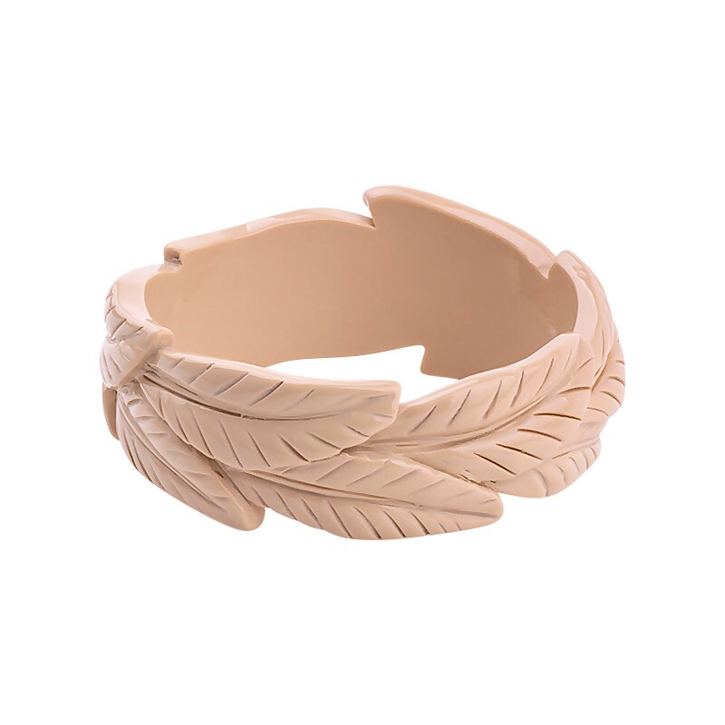 GuanLong Resin Carved Floral Plant Leaf Bangles Brand Bracelet Puseira Jewelry: Black Gun Plated