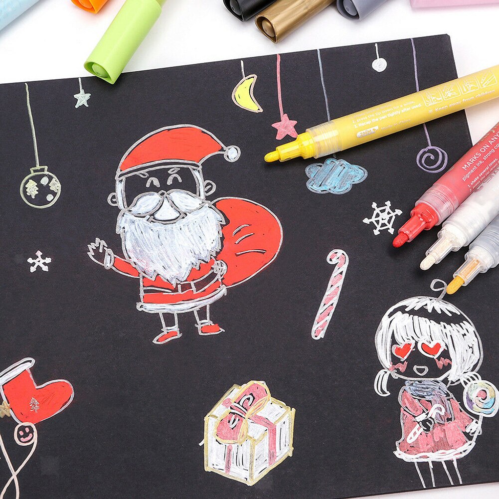 12Pcs Waterproof Acrylic Markers Highlighter Painting Marker Drawing Writing Pen