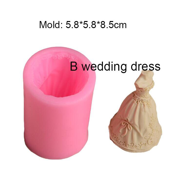 Molde de silicona de vela del vestido de boda molde de escayola de yeso DIY para de boda moldes de resina de vela de silicona: B Dress