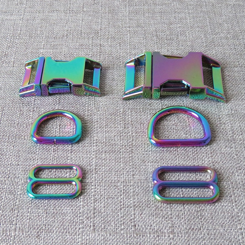 20mm 25mm Rainbow DIY Dog Collar Metal Buckles Hardware bing Slider