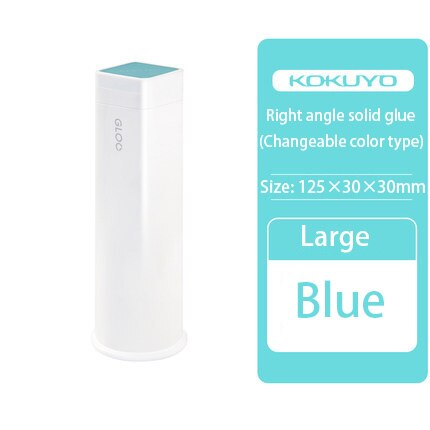 KOKUYO-pegamento sólido para decoloración de oro, barra de pegamento de ángulo recto, pegamento cuadrado fuerte de alta viscosidad, para oficina y escuela, Japón: Large   blue