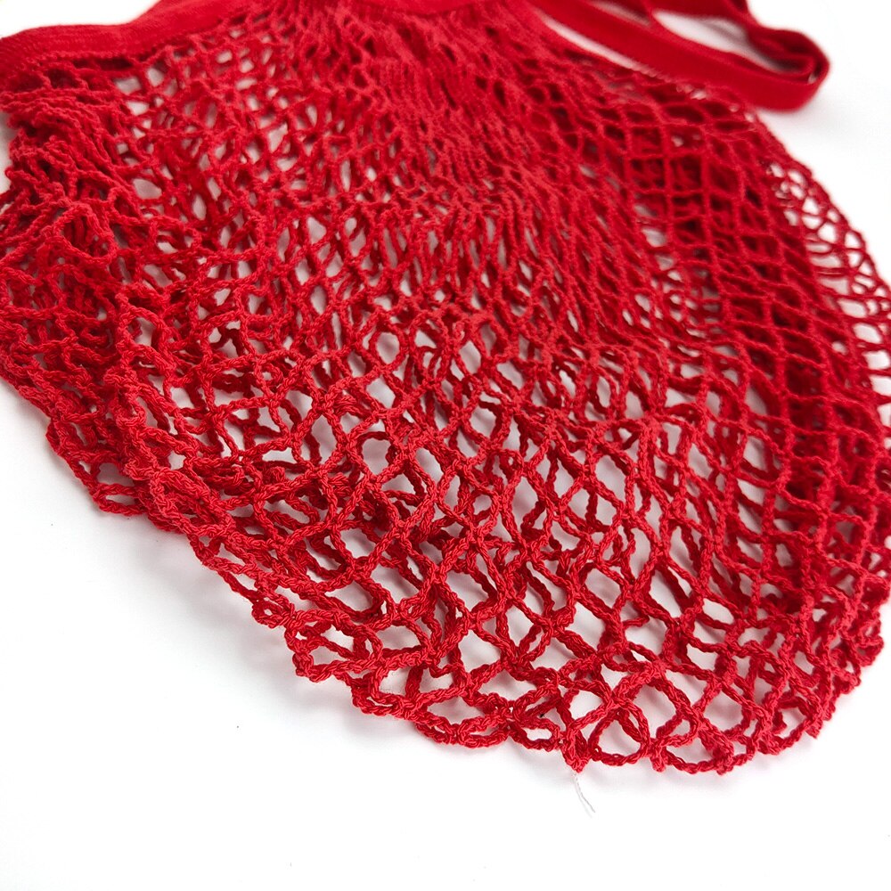 Bolso de compras de malla reutilizable para mujer, bolsa de almacenamiento de fruta con cordón, tejido de red, para tienda de comestibles, novedad