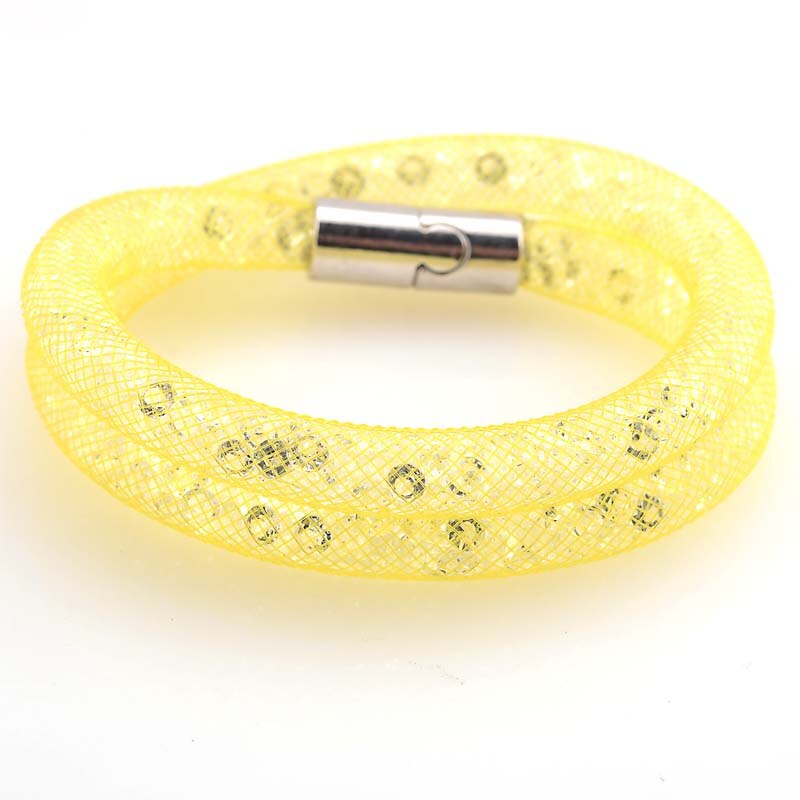 Miasol malha corrente duplo wrap cristal pulseiras magnéticas para mulheres moda festa jóias presente pulseras mulher: Gold