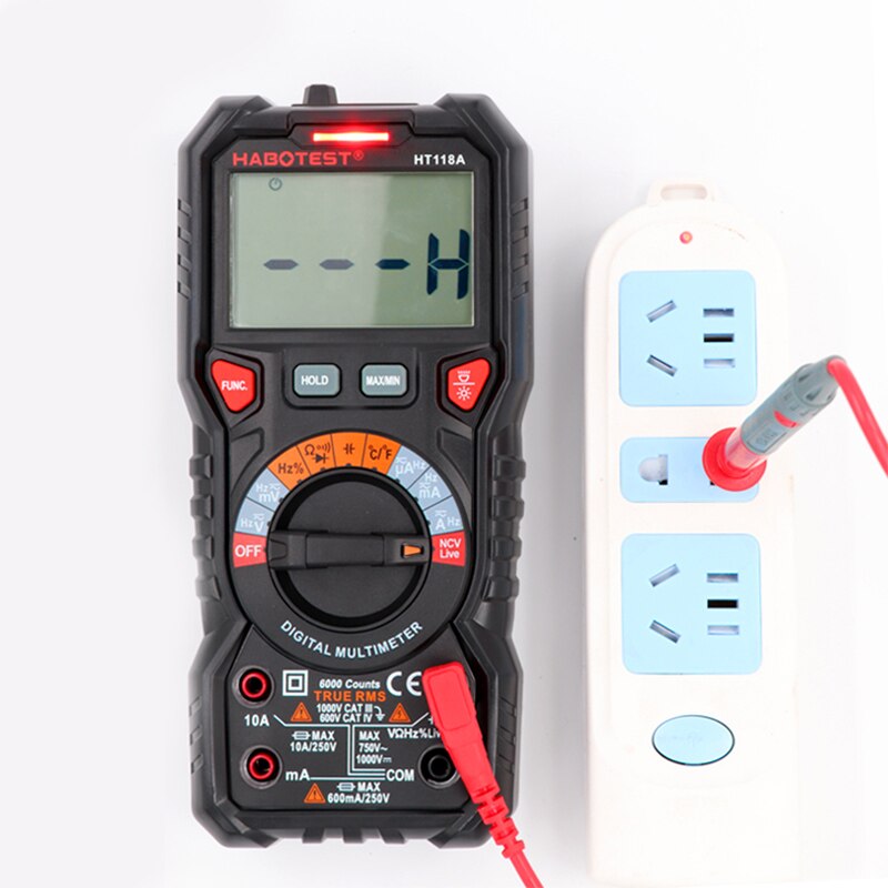 Digital Multimeter High Precise Multimetro Voltage Meter HT118 6000 counts 1000V AC/DC Ohm Hz NCV Live C/F Duty