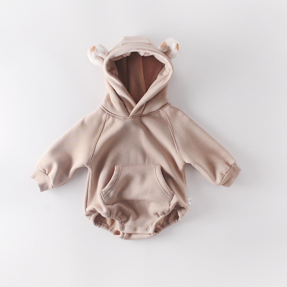 Body dessin animé pour bébé fille | Vêtements pour bébés filles, longues manches, combishort pour garçons, combinaison coréenne ours pour bébé: 92130brown / 12M